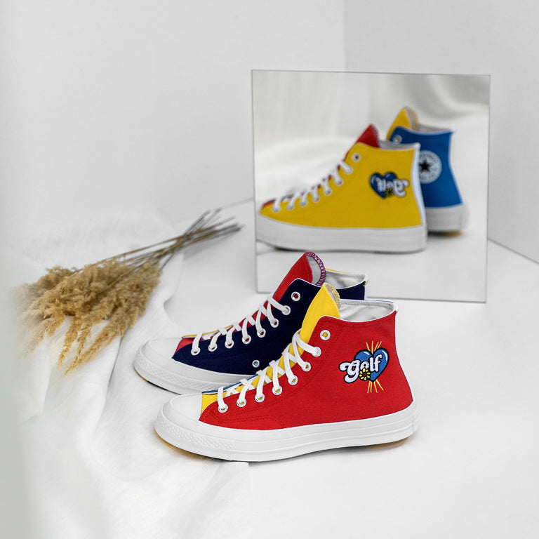 converse x golf wang chuck 70 hi tri panel blue