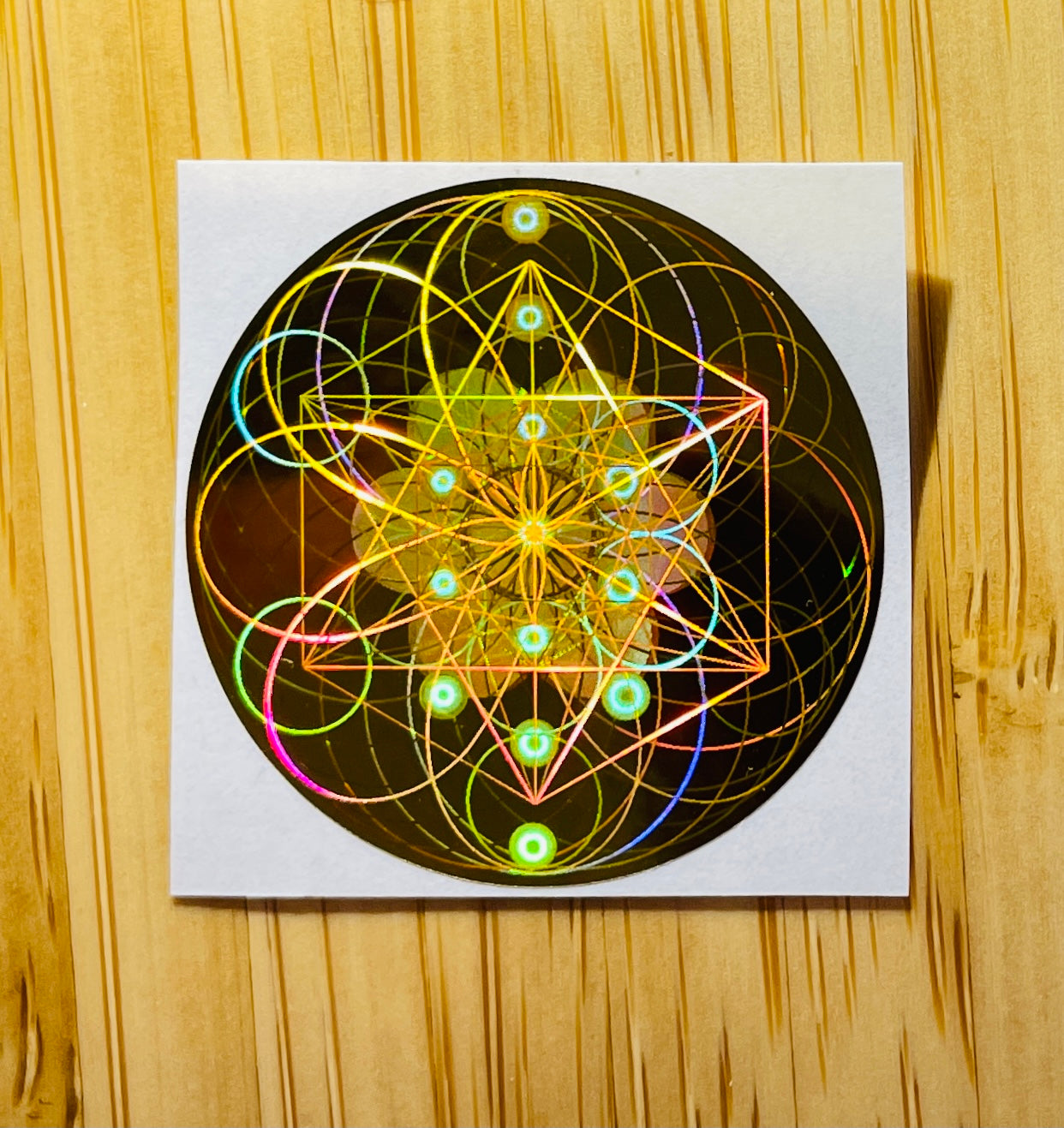 電磁波防止用神聖幾何学コードホログラムのシールドペンダント Glod Sacred Geometry Necklace Aquarius Creation