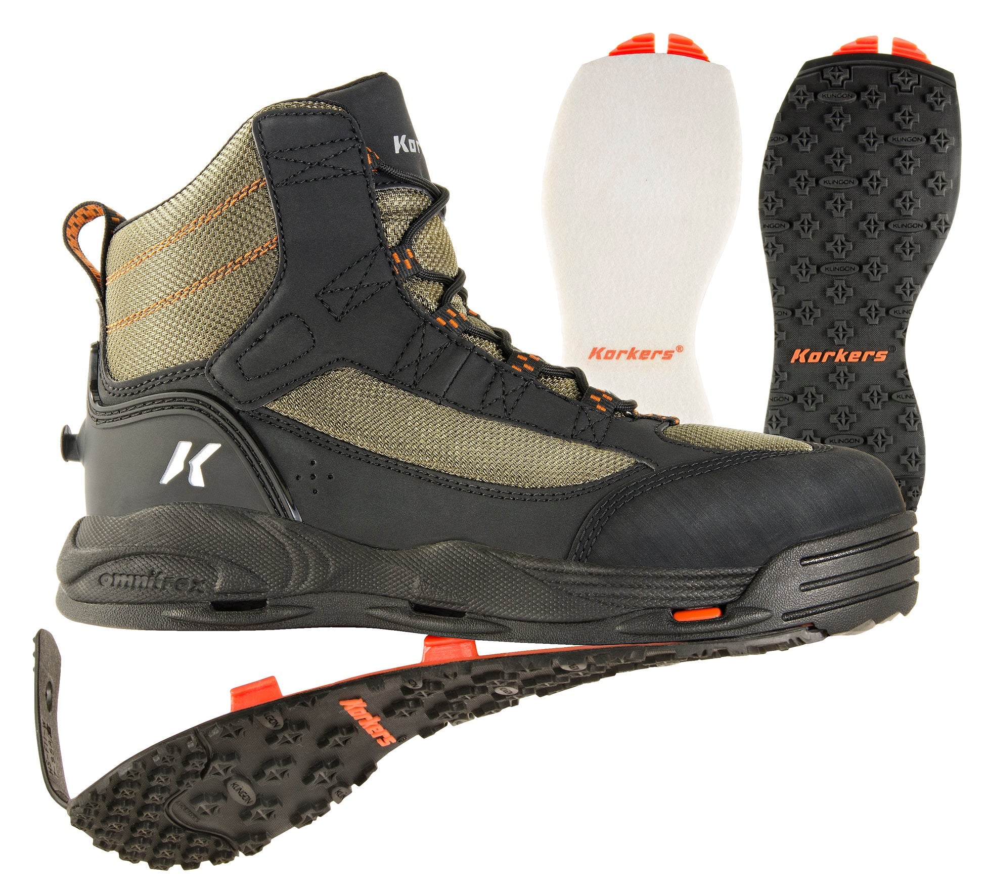 Korkers River OPS Wading Boots with Felt and Vibram Soles Size 10