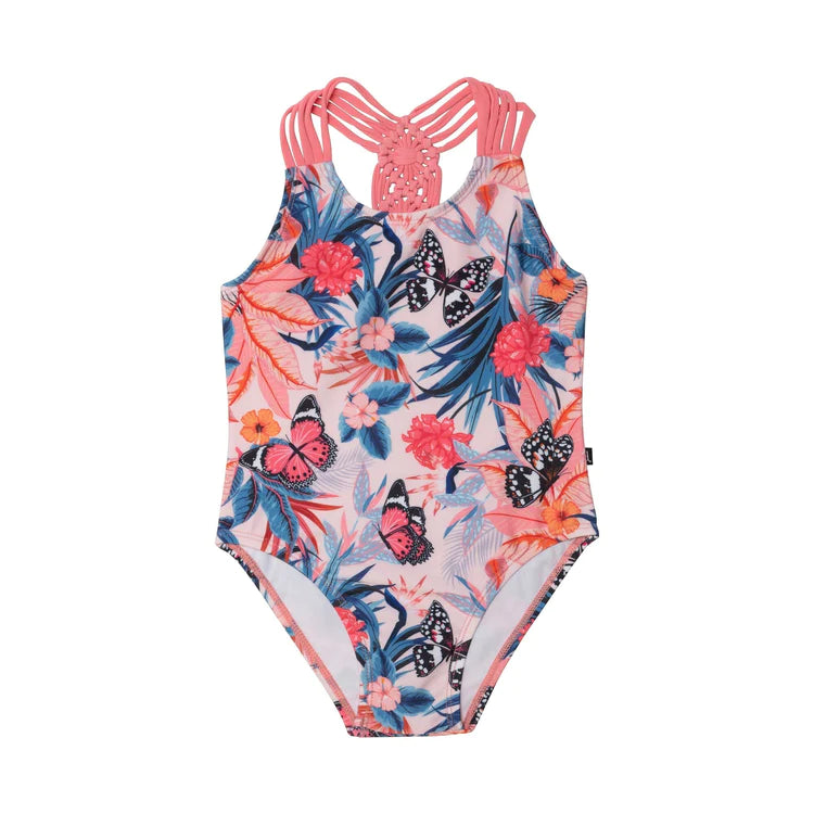 One Piece Blue Butterfly Bathing Suit - Designed By Squeaky Chimp