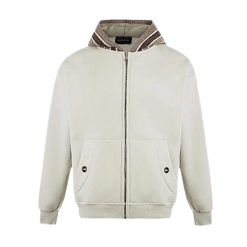 Polar fleece zip front hoodie with stripe hoodie