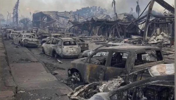 Maui wildfires - Front Street in ashes