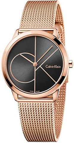 Calvin Klein - Minimal Black Dial Rose Gold-tone Watch K3M2T621 – & Deals