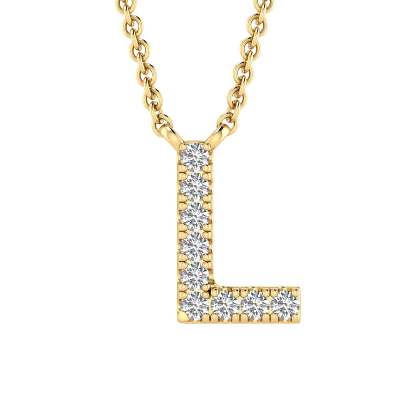 9ct Yellow Gold Diamond Initial 'L' Necklace