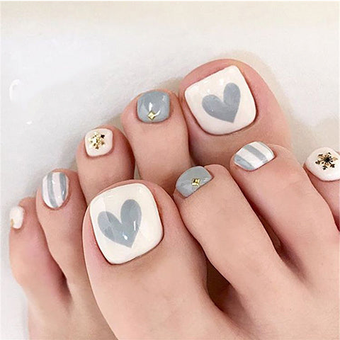 24pcs Retro Red False Toenails with Gold Crystal Design French Full Cover  Square Head Artificial Toe Nails Wearable Detachable - AliExpress