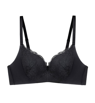 Lace non-wired push-up bra - Black - Ladies