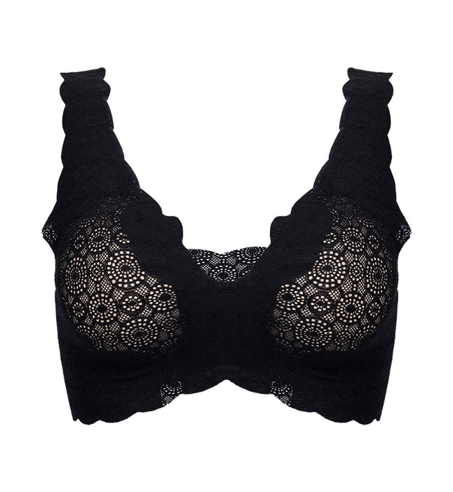 Sloggi Zero Feel Lace bralet with scallop edge in black