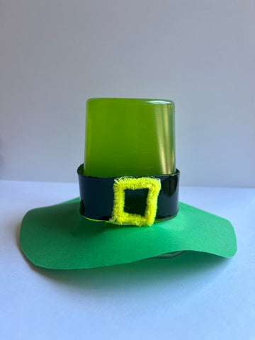 Jello cup decorated as leprechaun hat