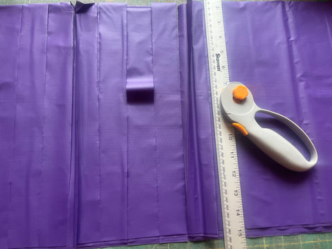 Plastic tablecloth cut into strips
