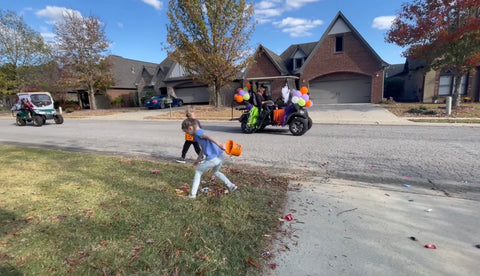 Witches ride golf cart decorations