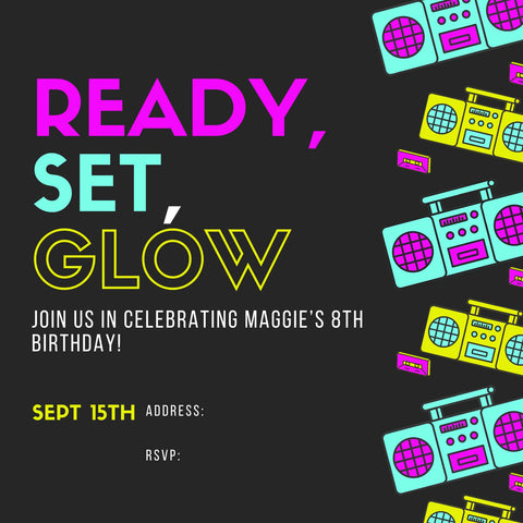 Glow Party Invites you can make for free with a glow party invitation template