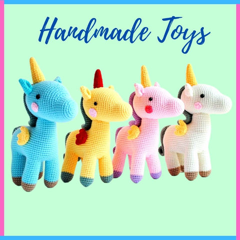 Knitted toys, handmade toys, handmade unicorns