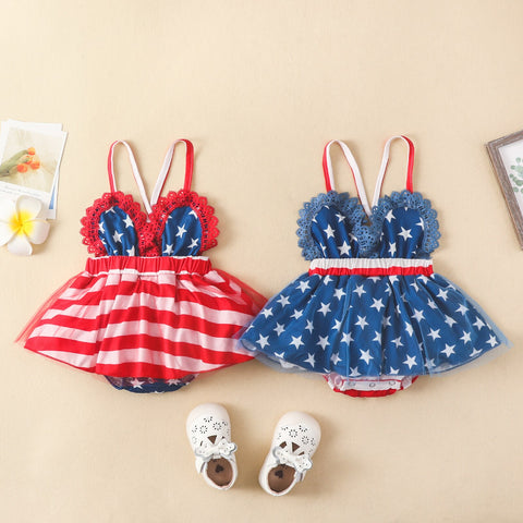 USA independence day baby girl romper