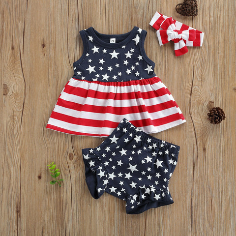 2pcs baby/toddler girl 4th of july US idependence day set