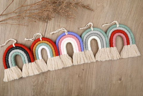 wall décor hanging rope rainbows