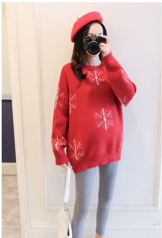 red maternity pullover