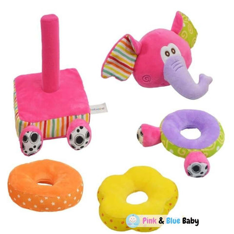 3 rings plush elephant stacking toy