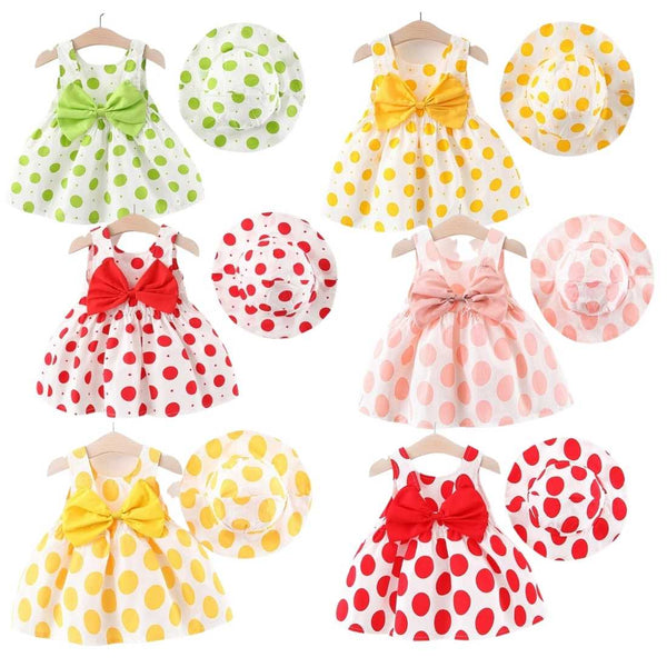 2 Pcs Clothing Set for baby girls dress and hat