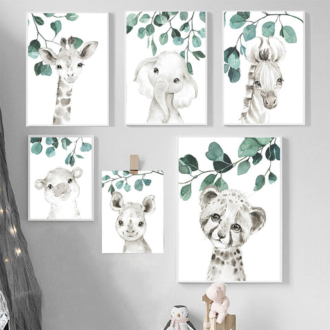 canvas with baby animals