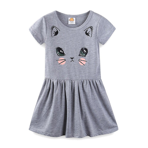 Cat dress for girls, cat design dress, gift for girls