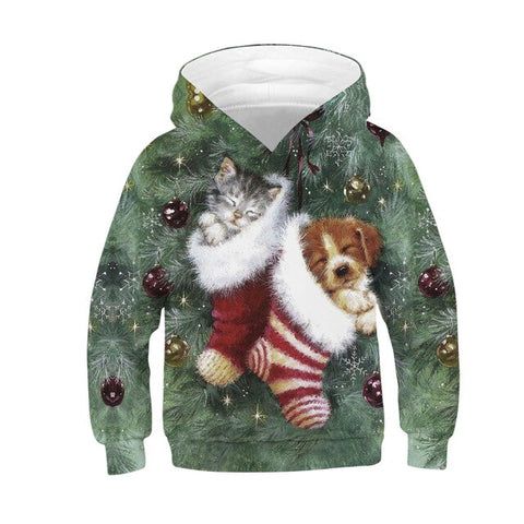 Cat Christmas hoodie, hoodie for teens