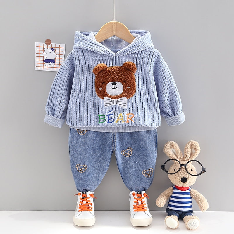 Spring Autumn 2 pcs Clothing Set for Kids - Teddy Bear T-Shirt + Pants –  Pink & Blue Baby Shop