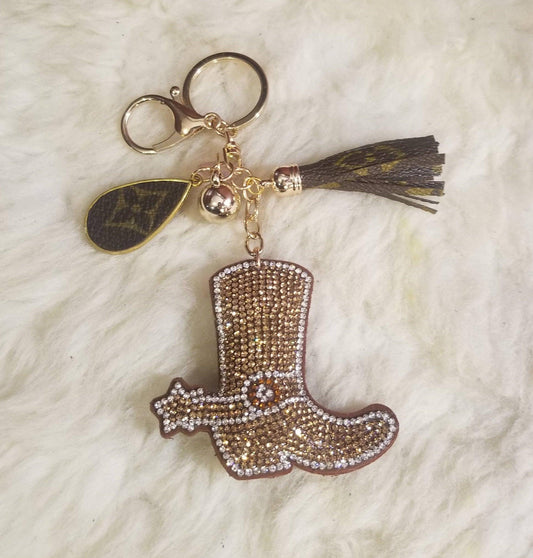 Repurposed LV with Purple Leopard Fringe Cowgirl Keychain – L3 Designs  Leather