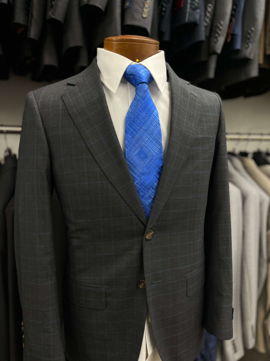 Trend Maxman's Men Suit - Charcoal/Blue Plaid | L & A Fine Men's Shop