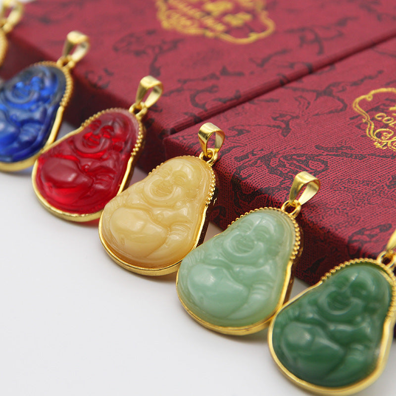 Green Jade Buddha Pendant 18K gold plated Beautiful Necklace Natural Real  Jade | eBay