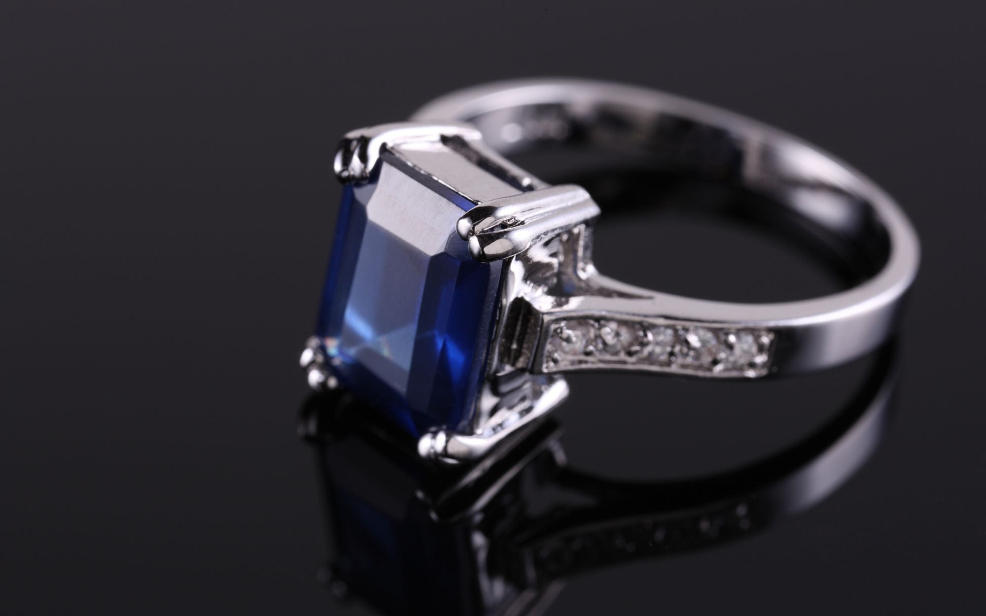 Virgo Birthstone Ring Sapphire Eternity Band Half Set in Sterling Silver  2.2mm Princess Sapphire