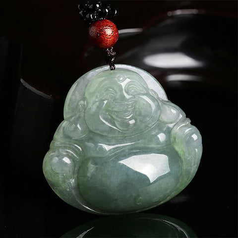 Lachende Buddha Halskette - Feng Shui Geschenk für Glück & Zufriedenheit