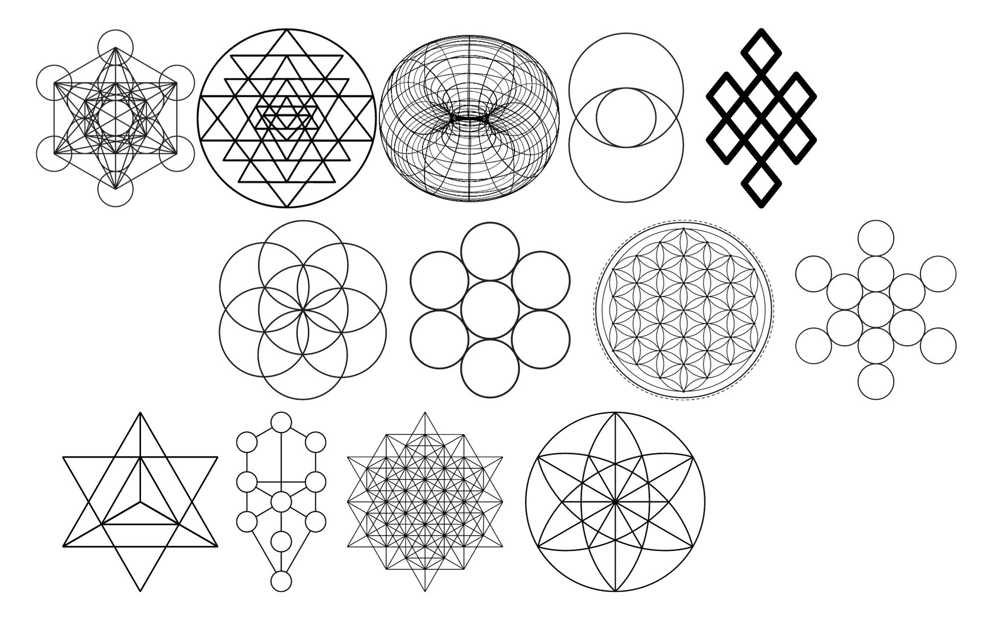 die gebräuchlichsten Symbole der heiligen Geometrie