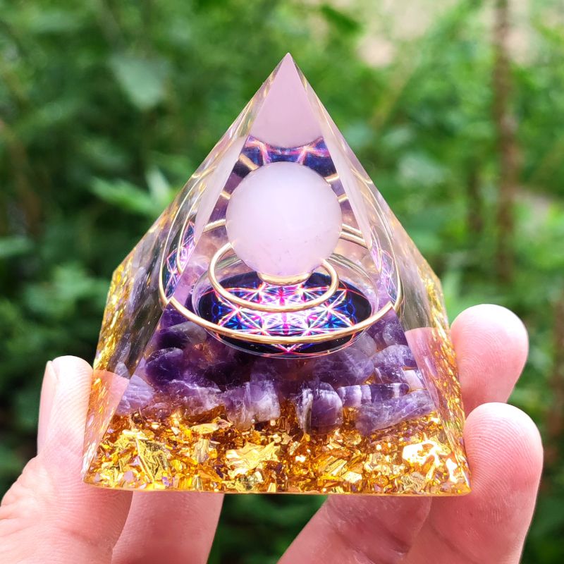rose quartz orgone pyramid - for love