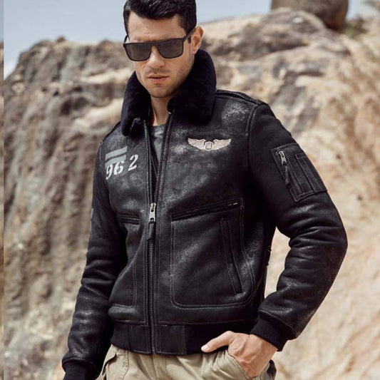 Bomia Airforce Flight Real Leather Bomber Jacket