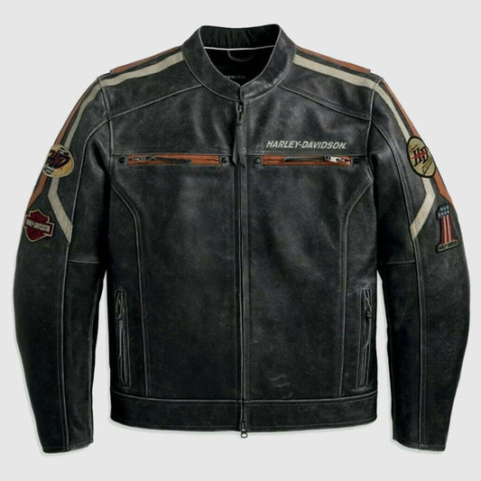 Harley Davidson Men's Dauntless Convertible Genuine cowhide Leather Jacket