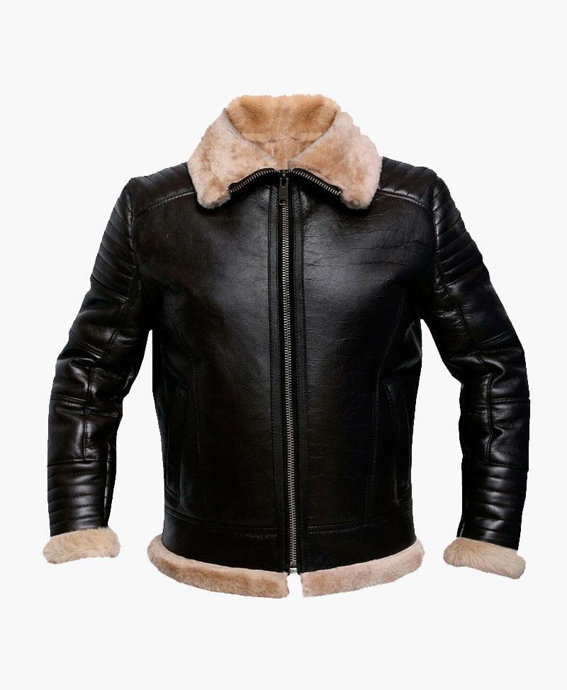 MENS RAF BROWN BOMBER LEATHER JACKET WITH FUR