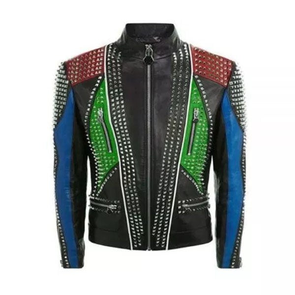 Zendaya Multi Color Moto Leather Jacket