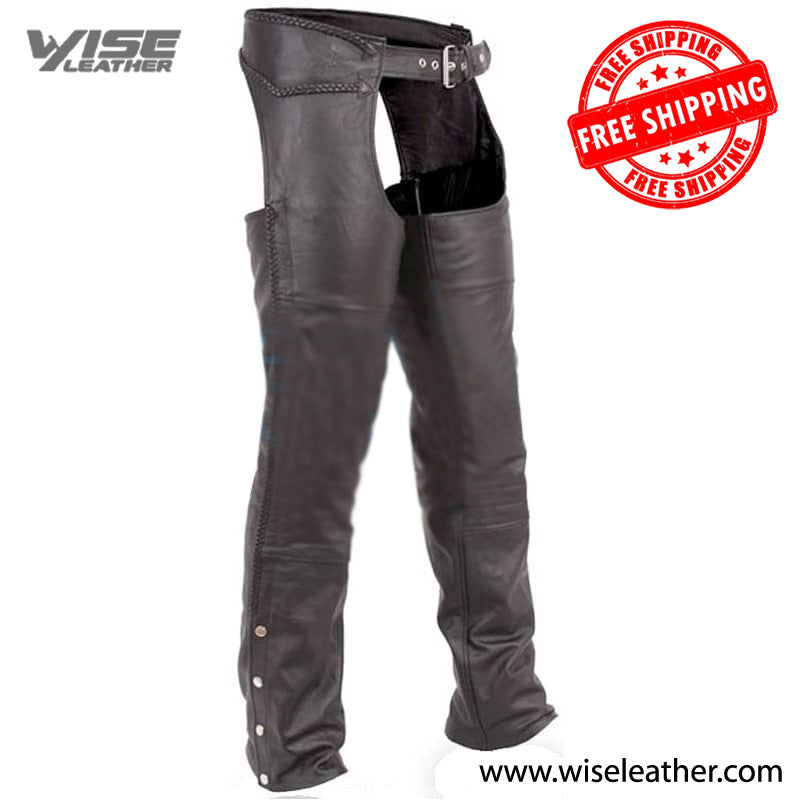 Motorcycle Braided Leather Chaps Mens Shop Leather Chaps For Mens 