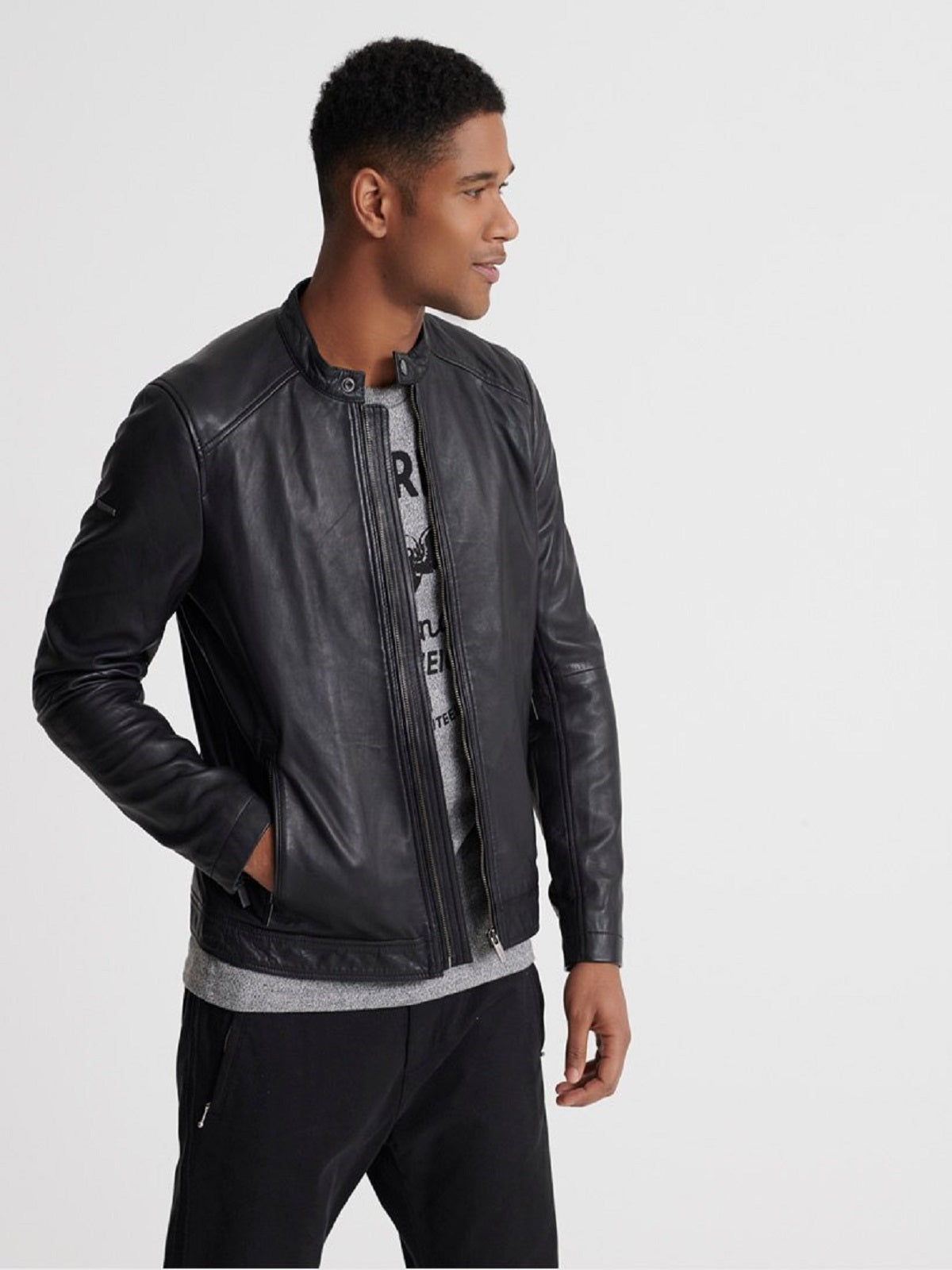 Men Lightweight Leather Jacket