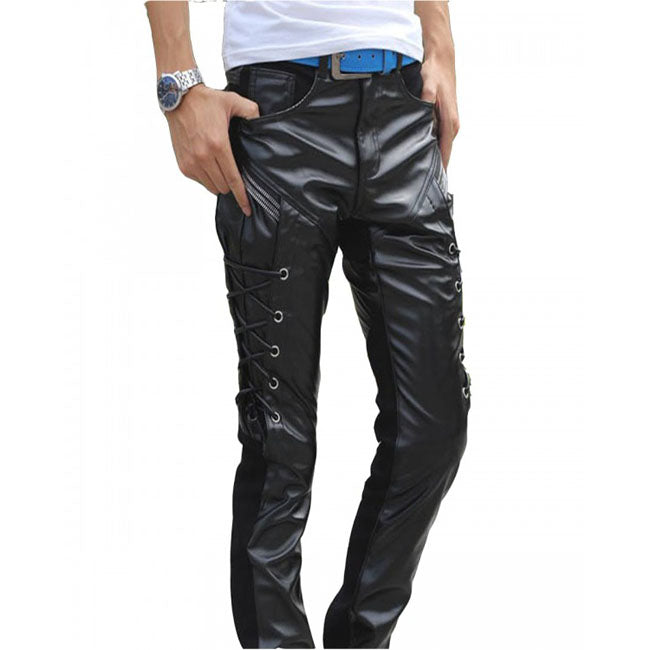 Lace-up Ambition Male Leather Pants | Shop Custom Made Leather Pants