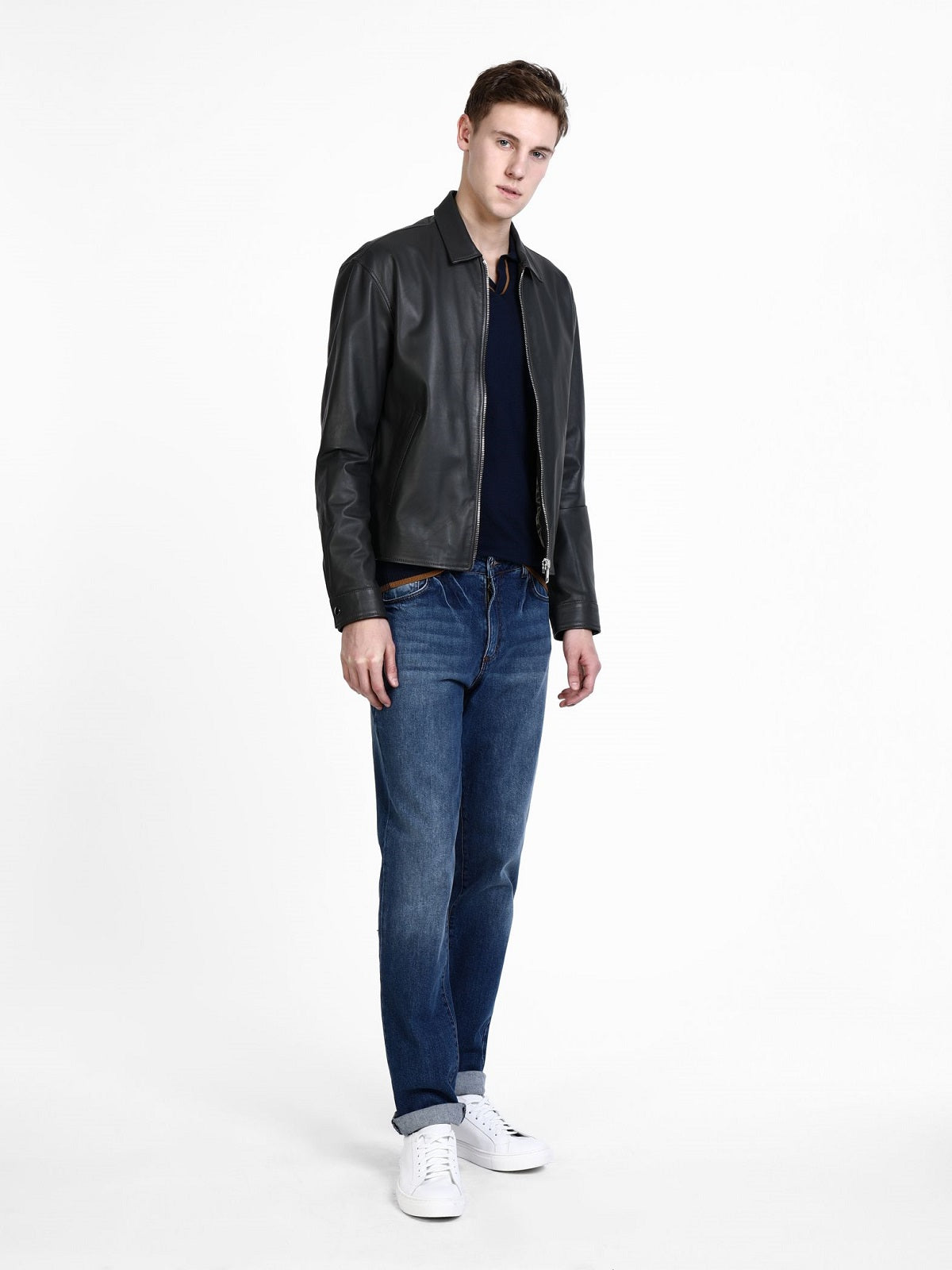 Men Black Shirt Leather Jacket | Black Leather Jacket Mens