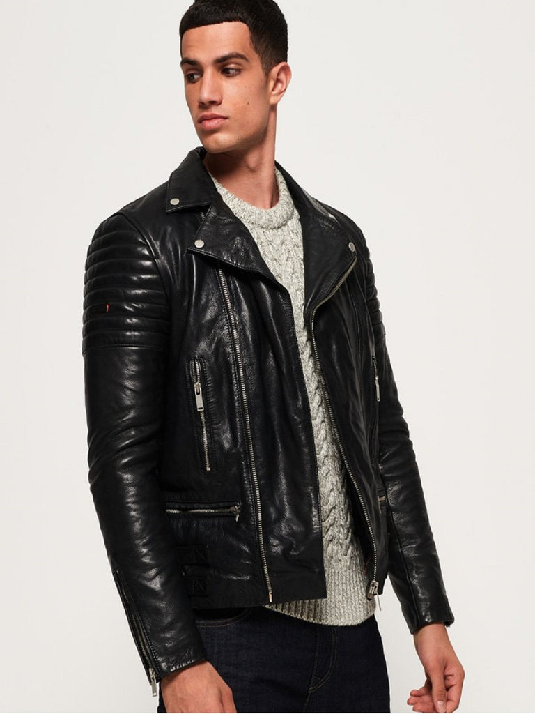 Men Wrinkled Leather Jacket | Black Leather Jacket Mens | Men Jacket