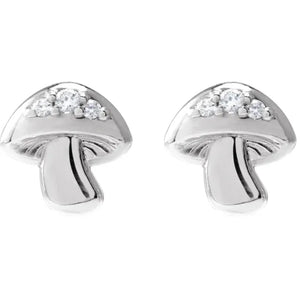 Sterling Silver .05 CTW Natural Diamond Mushroom Earrings - AOHKAYE
