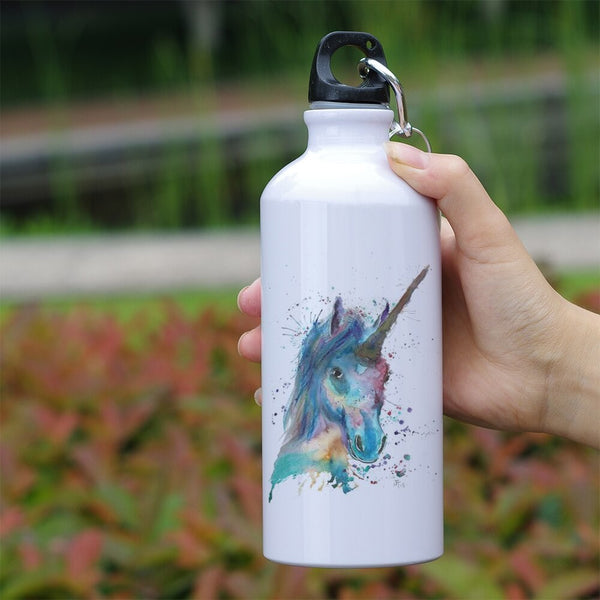 insulated metal water bottle blue unicorn