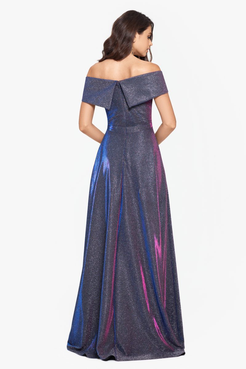 "Willow" Off the Shoulder Glitter Knit Gown
