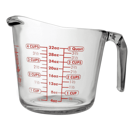4-Cup Plastic Measuring Cup for Kitchen Use with Measuring Lines in Black  Text Frosted Cup (1 unit)