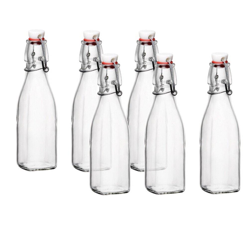 Bormioli Rocco 500 ml Square Clear Swing Top Bottles  ::Swing  Top Glass Bottles::Glass Packaging Solutions, LLC