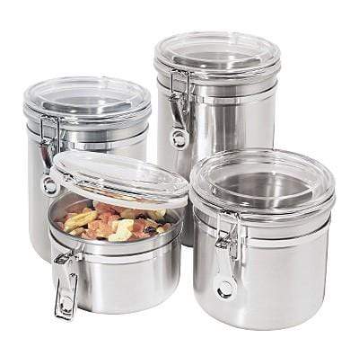 OGGI Stainless Steel with Clear Acrylic Seal Proof Lids Canister