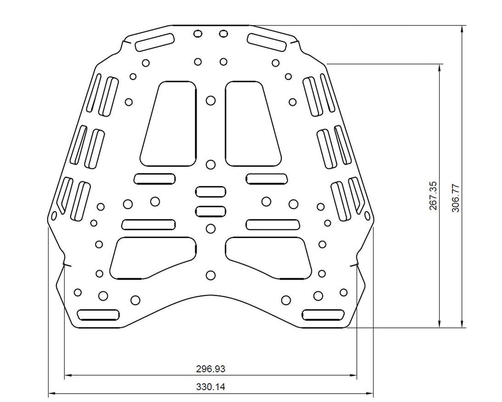 Perun moto KTM 1090/1190/1290 Top Luggage rack - Dimensions