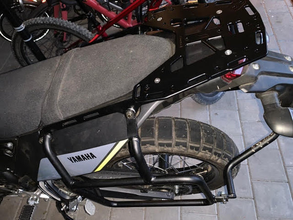 Perun moto Yamaha Tenere 700 Top luggage rack and Outback Motortek pannier racks. 